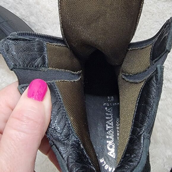 Aquatalia Front Zip Weatherproof Suede Ankle Boot Leather Made In Italy Sz 8.5 - Picture 7 of 16